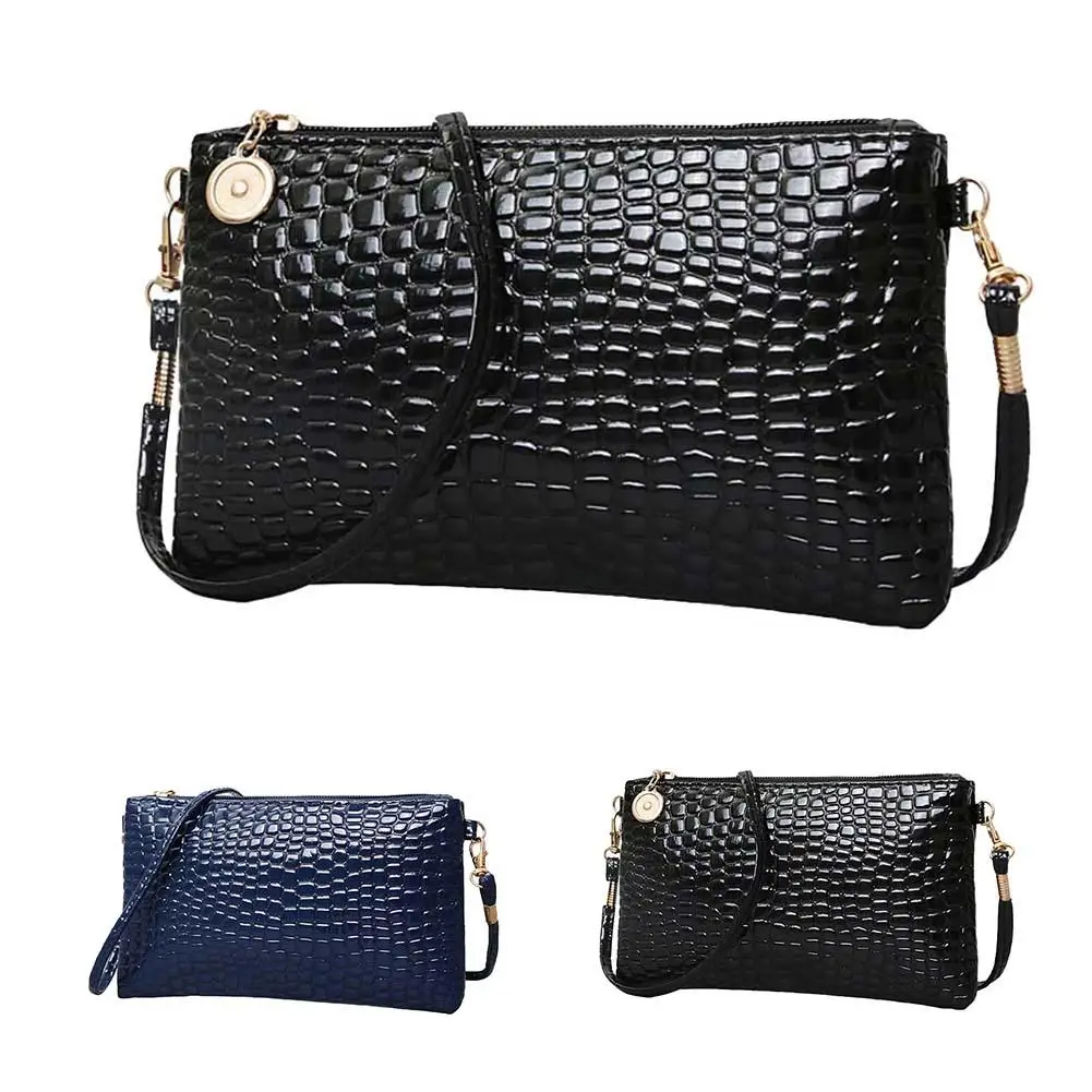 Top Trends: Women Crocodile Pattern Solid Color Zipper Coin Purse Wallets PocketCrossbody Shoulder Bag Phone Holder Messenger Money Bags Shoppable Styles