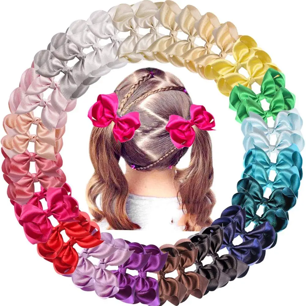 Top Trends: 40 Pcs 4.5 Inch Glitter Grosgrain Ribbon Shiny Hair Bows Alligator Hair Clips For Girls Infants Toddlers Kids In Pairs Shoppable Styles