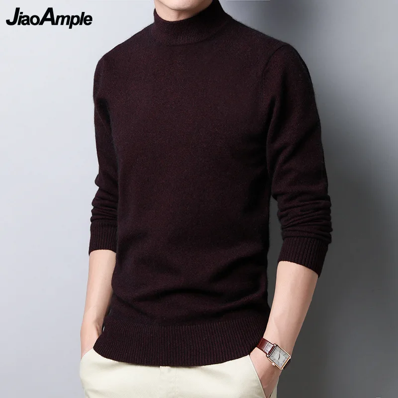 Top Trends: Men&#039;s Autumn Winter Soft Warm Knitted Sweater Classic Joker Solid Black Mock Neck Long Sleeve Pullovers Man Fashion Casual Tops Shoppable Styles