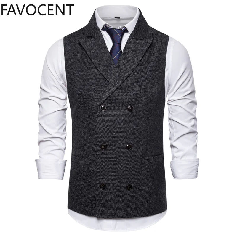 Top Trends: Vest Men Double Breasted Suit Vests Men Mens Sleeveless Suit Vest Waistcoat Vintage Formal Blazers Waistcoat For Wedding Chaleco Shoppable Styles