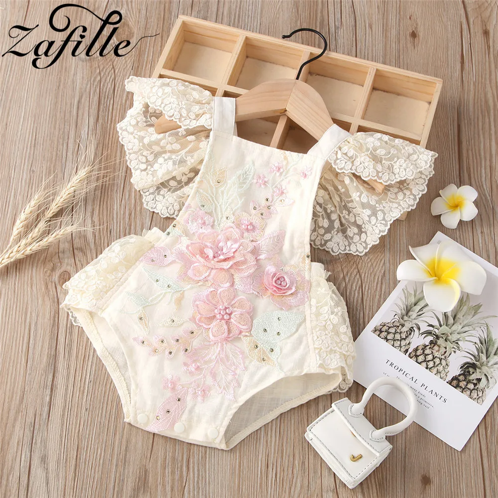 Top Trends: ZAFILLE Baby Girl Clothes Embroidery Flower Baby Lace Bodysuit For Newborns Girls Jumpsuit For Kids Outfit Summer Baby&#039;s Rompers Shoppable Styles