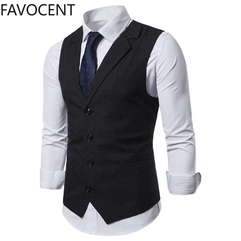 Top Trends: Mens Suit Vest Fashion Slim Fit Thin Plaid Men Waistcoat Tops Slim Business Vest Waistcoat Man England Style Male Leisure Suits Shoppable Styles - Image 3