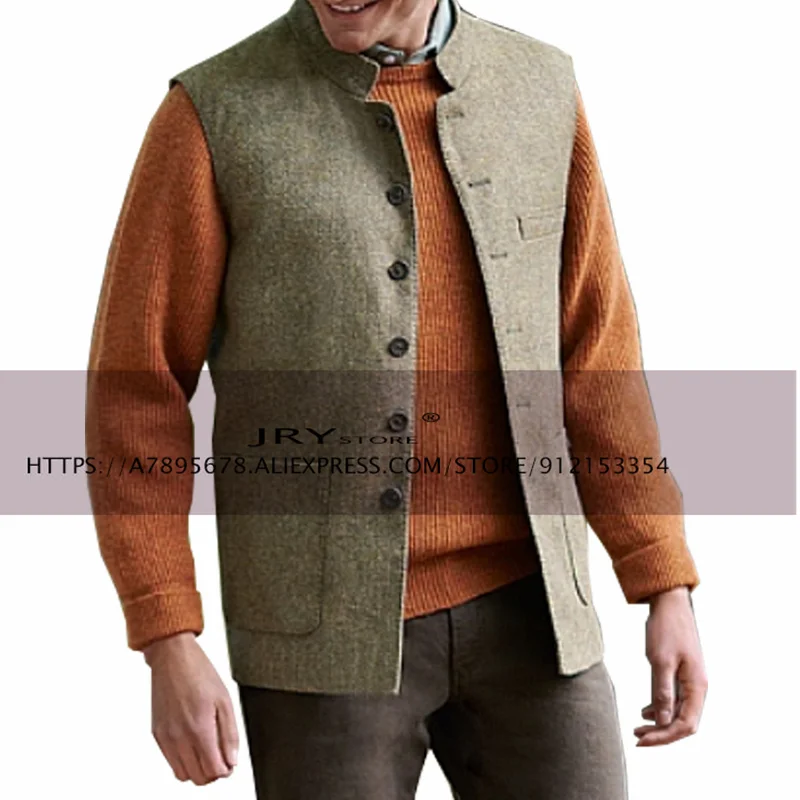 Top Trends: Men&#039;s Suit Vest Retro Slim Fit Sleeveless Stand Up Collar Jacket Wool Vest Steampunk Waistcoat Shoppable Styles