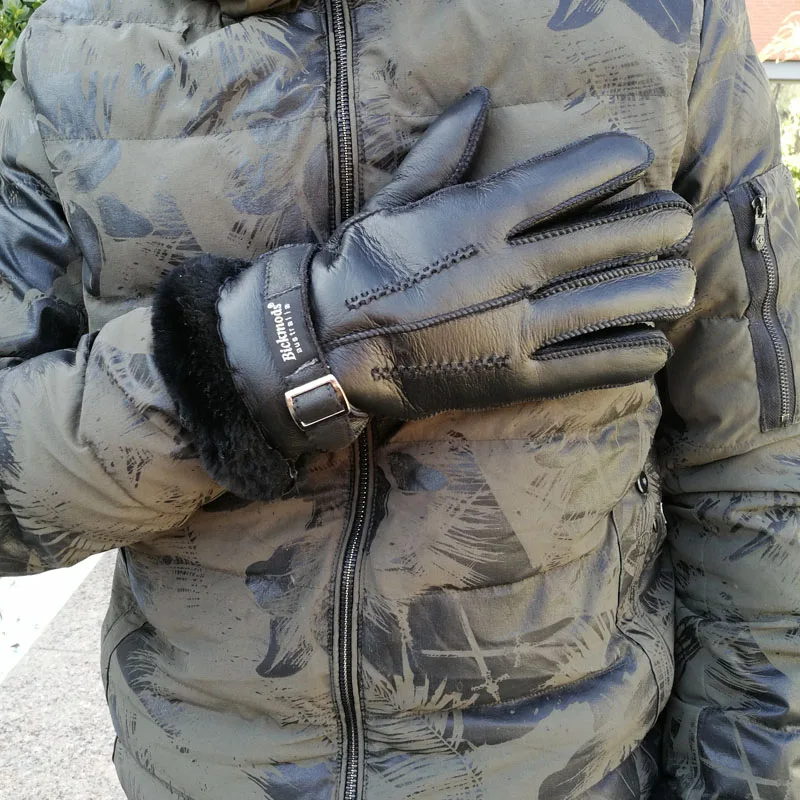 Top Trends: Sheepskin Fur Gloves Men Leather Thick Winter Warm Outdoor Wind And Cold Handmade Sewing Finger New Bickmods Brand Shoppable Styles