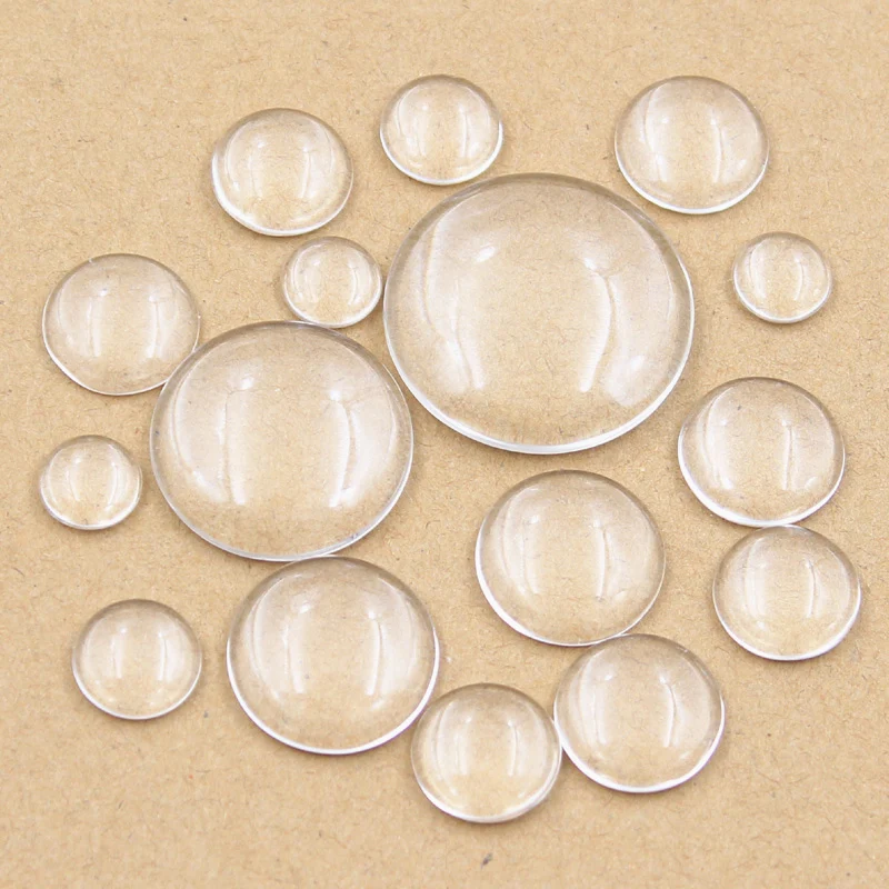 Top Trends: 10 / 12 / 14 / 15 / 16 / 18 / 20 / 25 / 30 / 40mm Round Flat Back Clear Glass Cabochon, Wholesale Promotion, High Quality DIY Jewelry Shoppable Styles