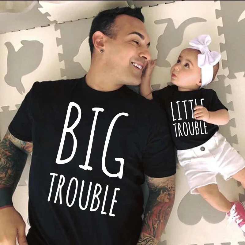 Top Trends: Gift For Him Gifts For Dad Tshirt BIG TROUBLE Daddy &LITTLE TROUBLE Baby Matching Shirts Father And Son Funny Shirts Family Tops Shoppable Styles