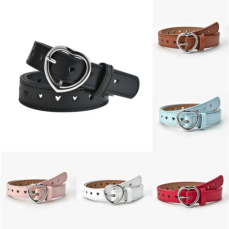 Top Trends: Children Belt Kids Cute Peach Heart Buckle Faux Leather Belts For Girls Love Heart Eyelet Grommet Waist Belt Solid Waistband Shoppable Styles