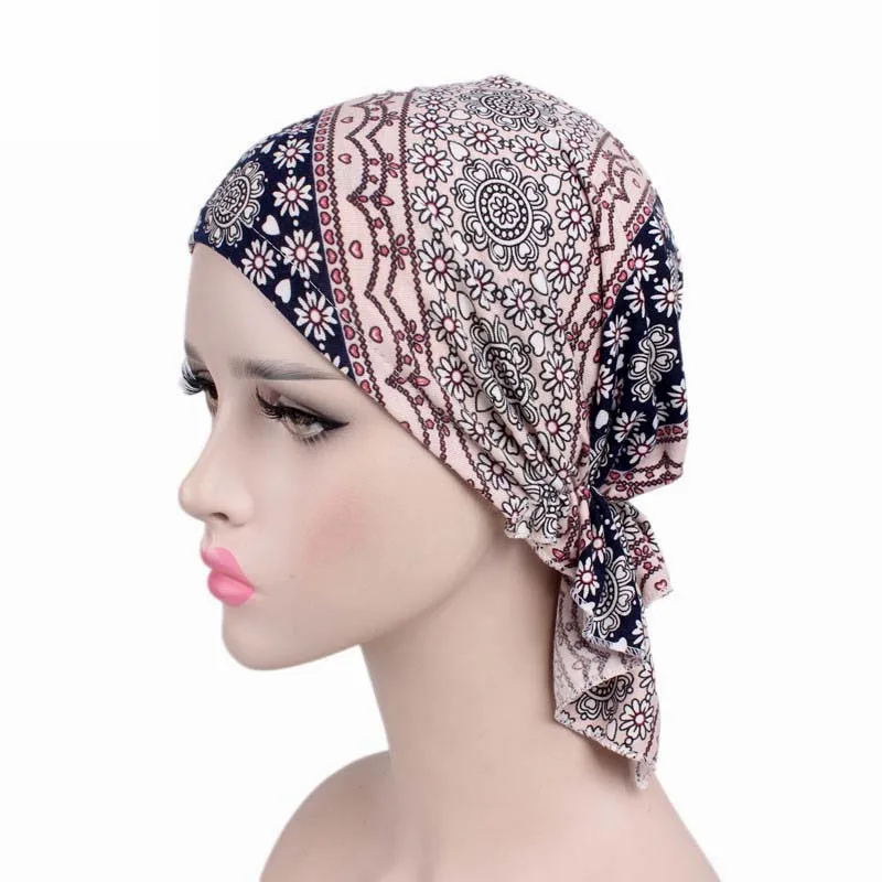 Top Trends: New High Quality Women Stretchy Turban Cotton Beanie Pre Tied Scarf Head Scarf Chemo Hat Cancer Scarves Lady Hair Accessories Shoppable Styles - Image 2