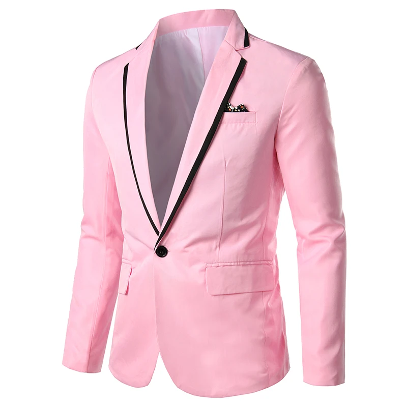 Top Trends: Spring Autumn New Men Blazer Fashion Slim Casual Blazer For Men Pink / Black / White One Button Mens Suit Jacket Outerwear Male 5XL Shoppable Styles