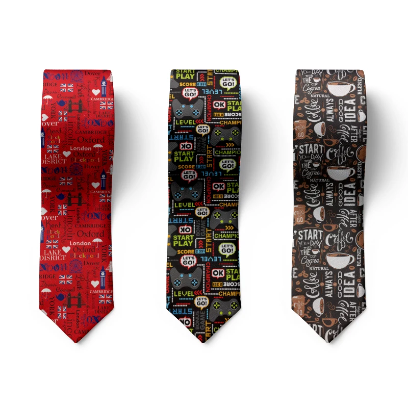 Top Trends: Fashion Text British Style Men&#039;s 8CM Necktie Novelty Funny Color Men&#039;s Necktie Casual Party Wedding Business Necktie Accessories Shoppable Styles