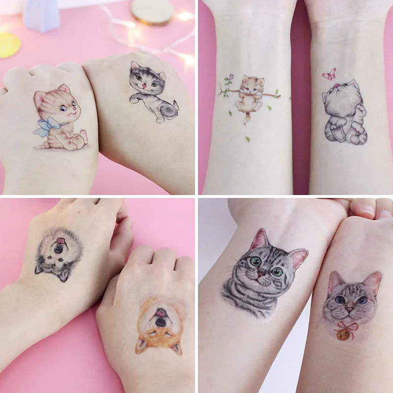 Top Trends: Cartoon Cat And Dog Face Stickers Tattoo Stickers Waterproof Girl / Child Cute Makeup Stickers Small Tattoo Pet Temporary Tattoos Shoppable Styles