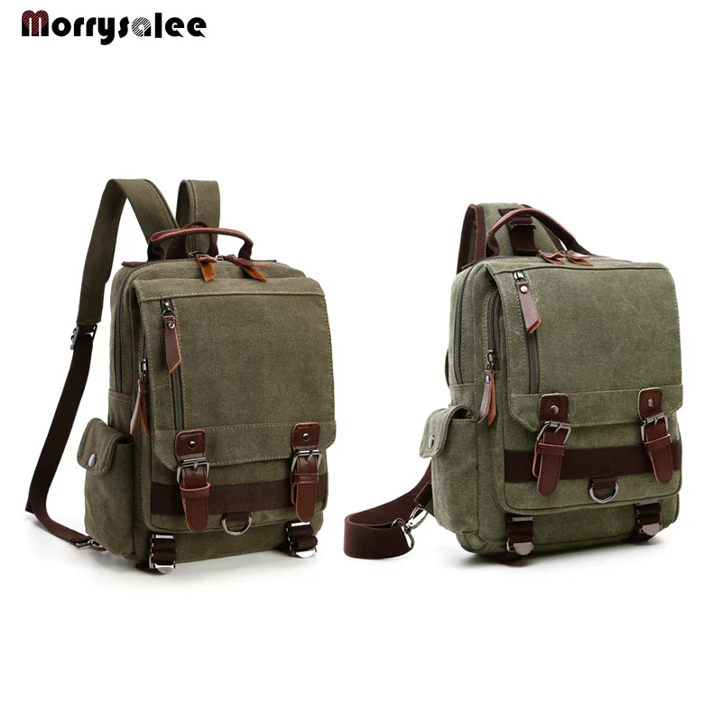 Top Trends: New Canvas Bag Men Bag Retro Shoulder Solid Color Zipper Single Root, Double Root Vertical Section Square Menus Diagonal Package Shoppable Styles - Image 4