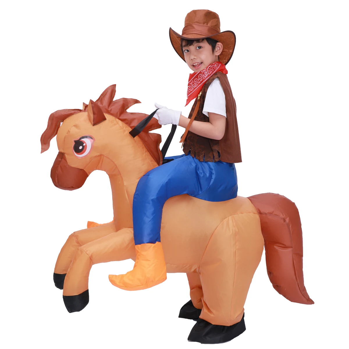 Top Trends: Kids Child Inflatable Horse Costume Cosplay Girls Boys Cowboy Ride Horse Funny Halloween Purim Party Inflated Garment Disfraces Shoppable Styles