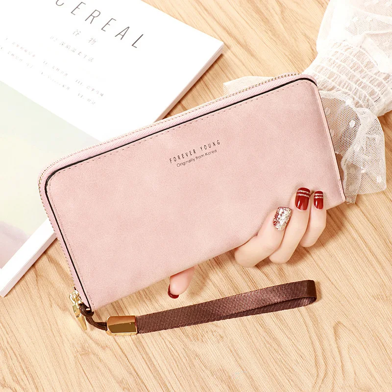 Top Trends: Forever Young Wallet Women Long PU Standard Wallets 2022 New Retro Female Smooth Zipper Purse Lady Wrist Bag Card Pockets Shoppable Styles