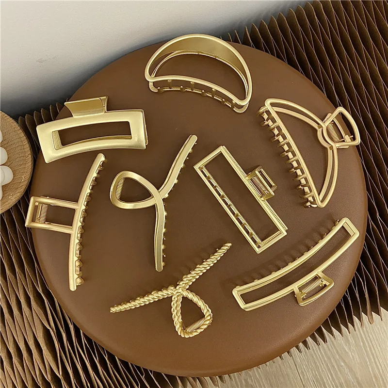 Top Trends: Woman Large Geometric Golden Metal Hair Claw Clip Clamps Hairpins Simple Hair Clips Barrettes Hairgrip Girls Hair Accessories Shoppable Styles