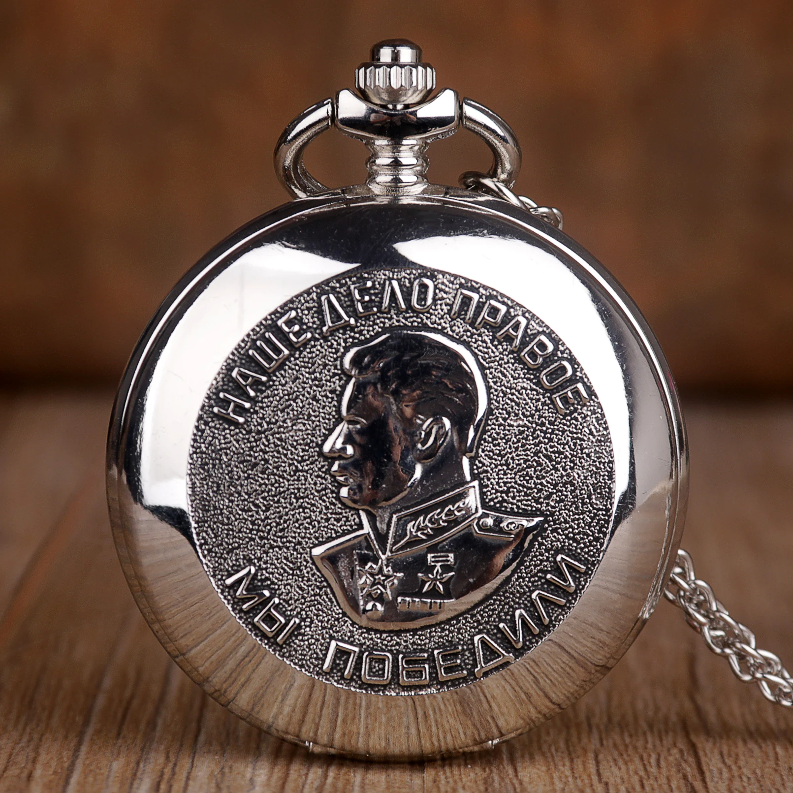 Top Trends: Vintage Carving Silver Soldier Pocket Watch Chains USSR Quartz Pocket Watches With Chain Collections Gifts Fob Watch Pendant Shoppable Styles