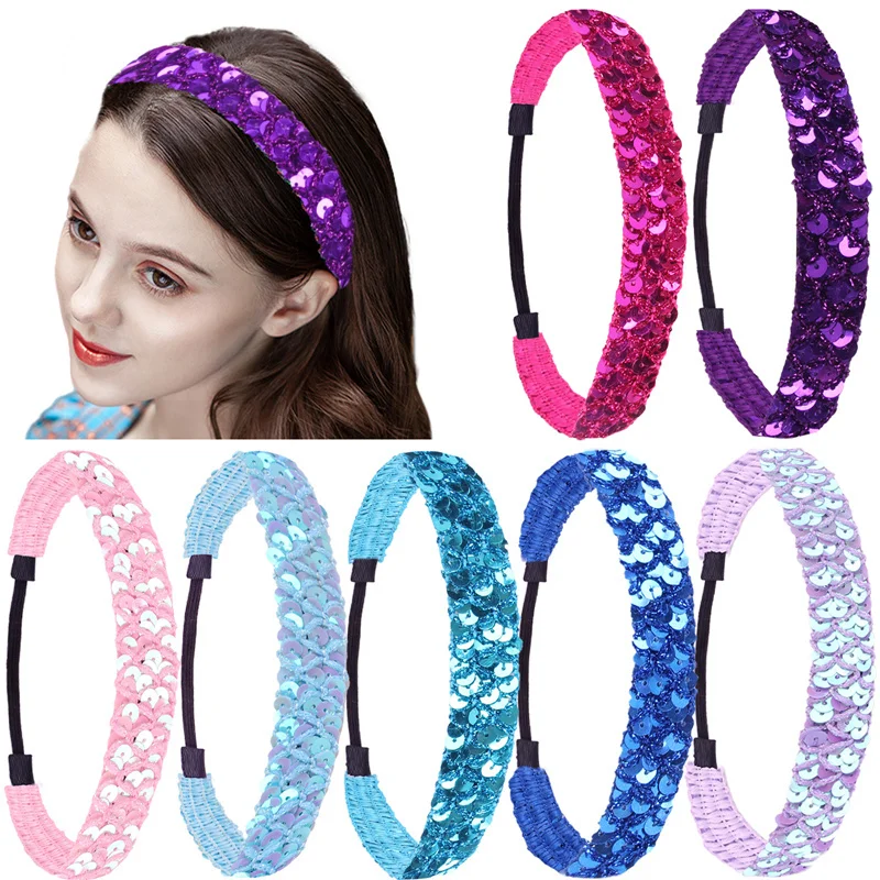 Top Trends: Candygirl Women Glitter Shiny Sequins Headband Cute Colors Shine Hairbands For Girls Family Party Headwear Hair Accessories Shoppable Styles