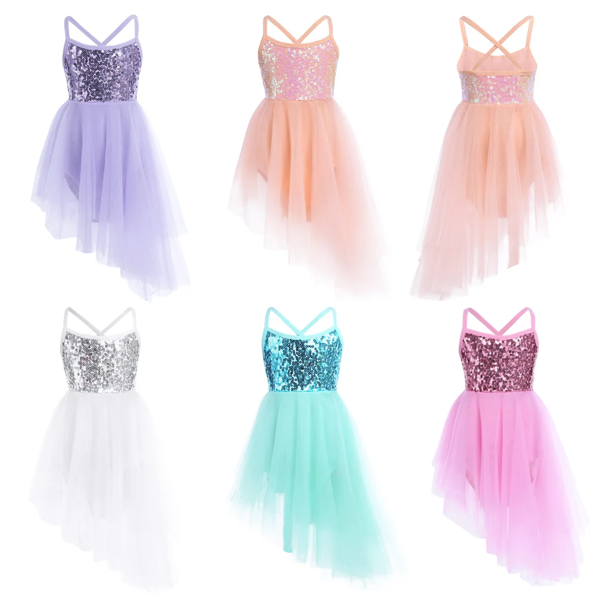 Top Trends: Ballet Dance Dress Gymnastics Leotards For Kids Sleeveless Sequins Tulle Ballet Dancewear Chiffon Dress Girls Fairy Prom Costume Shoppable Styles