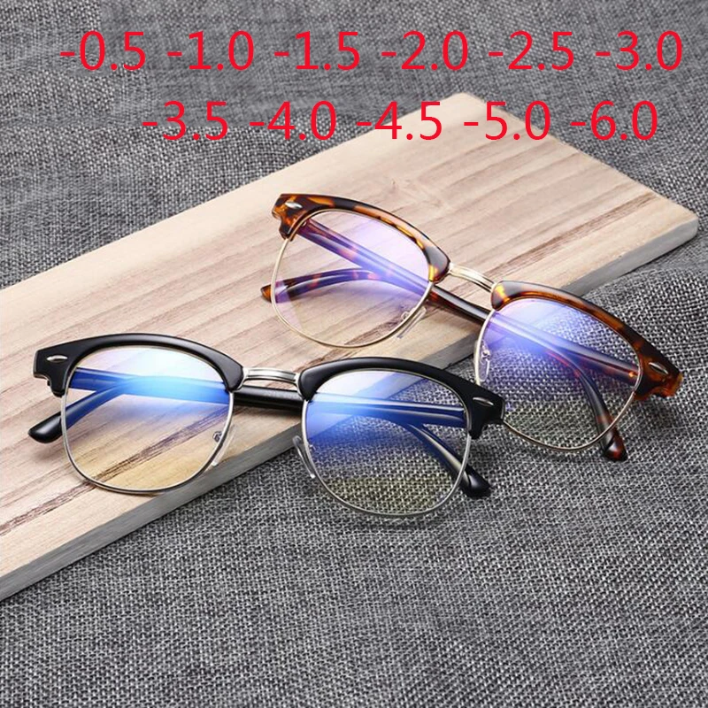 Top Trends: Half Frame Student Myopia Glasses With Degree -0.5 -1.0 -1.5 -2.0 To -6.0 Women Men Reading Spectacle + 50 + 100 + 150 + 200 + 400 Shoppable Styles