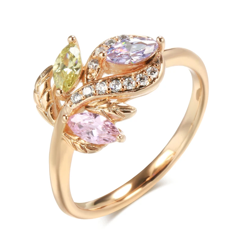 Top Trends: Kinel New 585 Rose Gold Crystal Flower Ring For Women Fashion Colorful Natural Zircon Rings Fine Wedding Jewelry Bride Gift Shoppable Styles