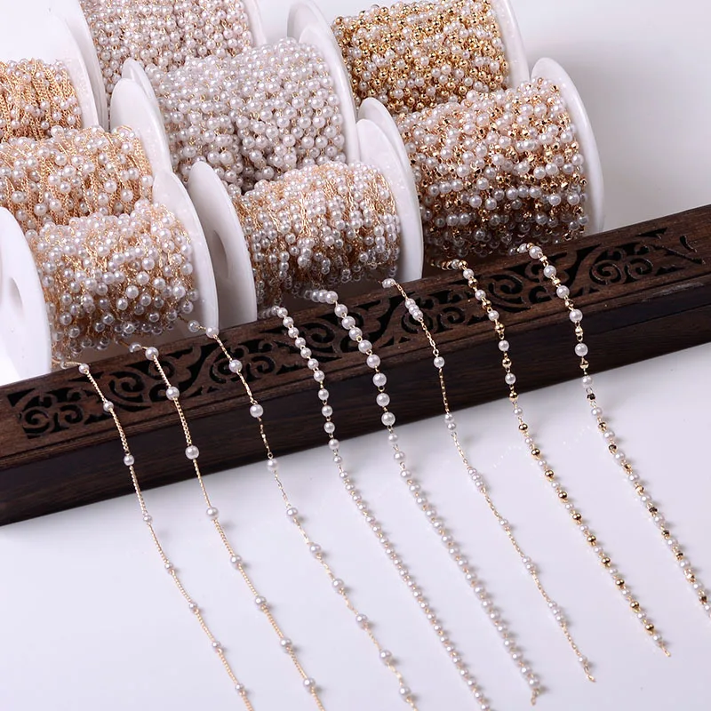 Top Trends: 1Meter Beaded Chain Imitation Pearl Chain Copper Necklace Chain Handmade Accessories For Jewelry Making Components Crafts DIY Shoppable Styles