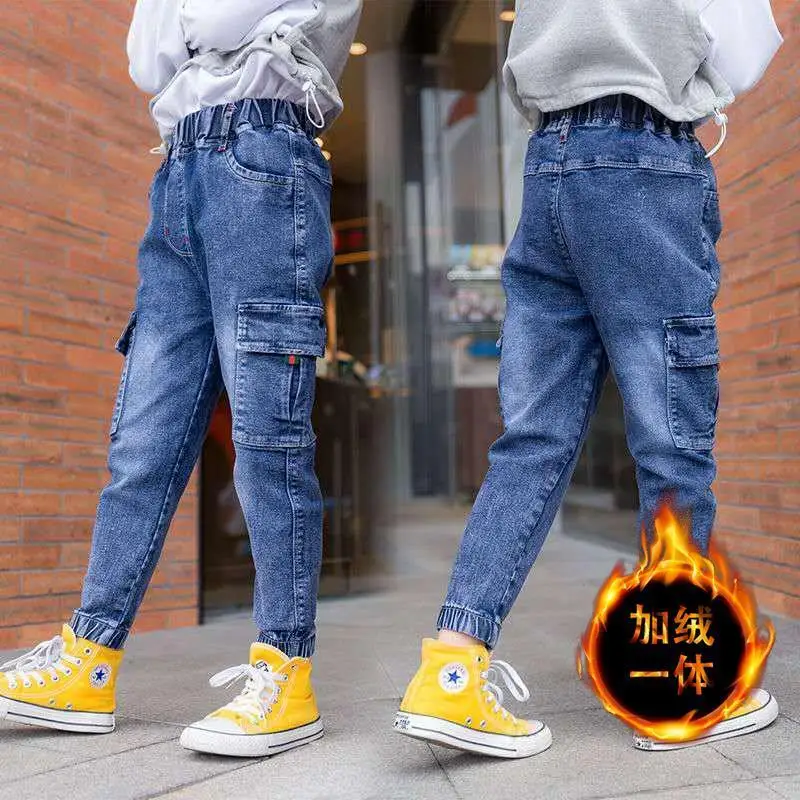 Top Trends: Children's Winter Jeans Plus Velvet Thickening Children's Warm Casual Denim Trousers Christmas Gifts For Boys Aged 3-9-12 Shoppable Styles - Image 4