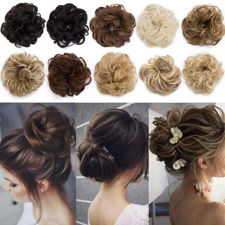 Top Trends: S-noilite Synthetic Elastic Band With Hair Curly Chignon Hair Women Drawstring Ponytail Hairpieces Black Brown Blonde Hairpiece Shoppable Styles