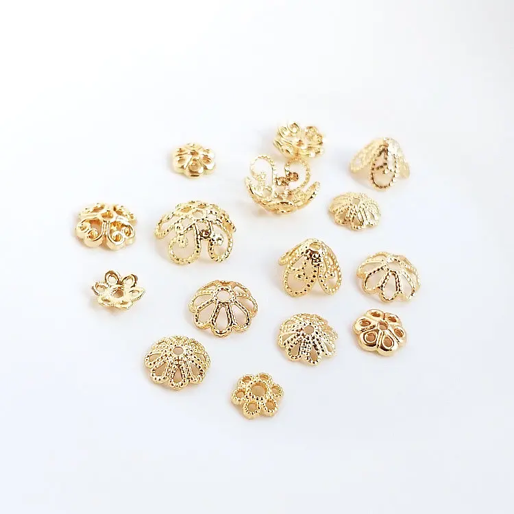 Top Trends: 20PCS 14K Gold Plated Brass Flower Beads Caps High Quality Diy Jewelry Accessories Shoppable Styles - Image 3