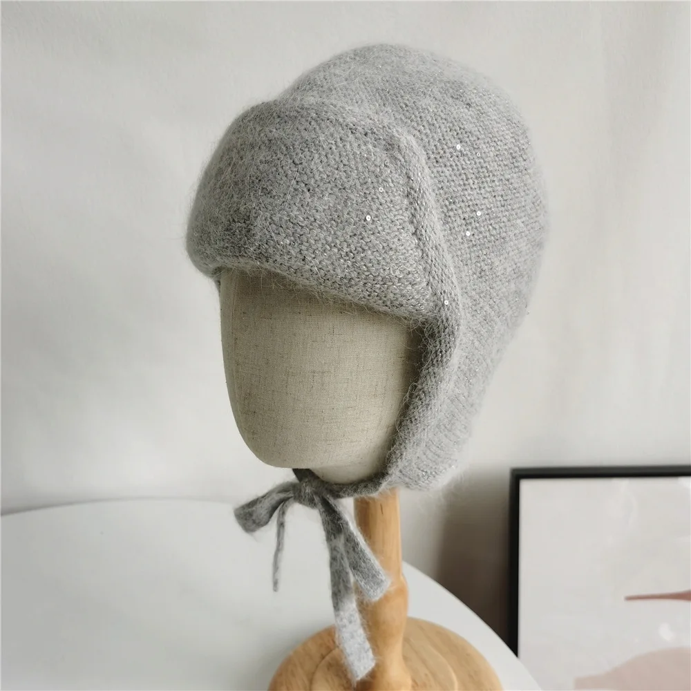 Top Trends: Women Hat Winter Angora Knit Earflap Warm Autumn Outdoor Skiing Accessory For Teenagers Shoppable Styles