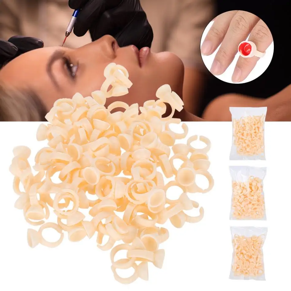 Top Trends: 100Pcs Eyebrow Tattoo Ring Cup Microblading Pigment Glue Holder Divider Tattoo Ink Pigment Holder Cup Permanent Makeup Supplies Shoppable Styles