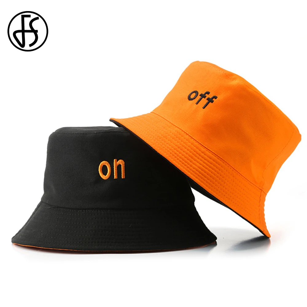 Top Trends: FS Orange Bucket Hats For Men Women Stylish Cotton Streetwear Hip Hop Panama Cap Double-sided Windproof Fisherman Hat Bob Homme Shoppable Styles