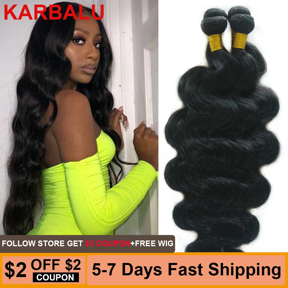 Top Trends: Karbalu Human Hair Bundles 28 30 32 34 Inch Brazilian Hair Bundles Brazilian Body Wave 1 / 3 / 4 Bundles Remy Hair Weave Extensions Shoppable Styles