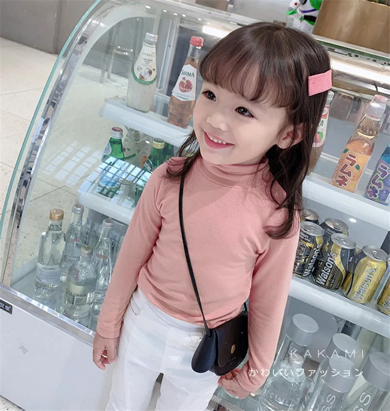 Top Trends: Baby Girl Long Sleeve Tops 100% Cotton Solid T-Shirt Turtleneck Bottoming Shirt For Kid Clothes Children Wearing Shoppable Styles