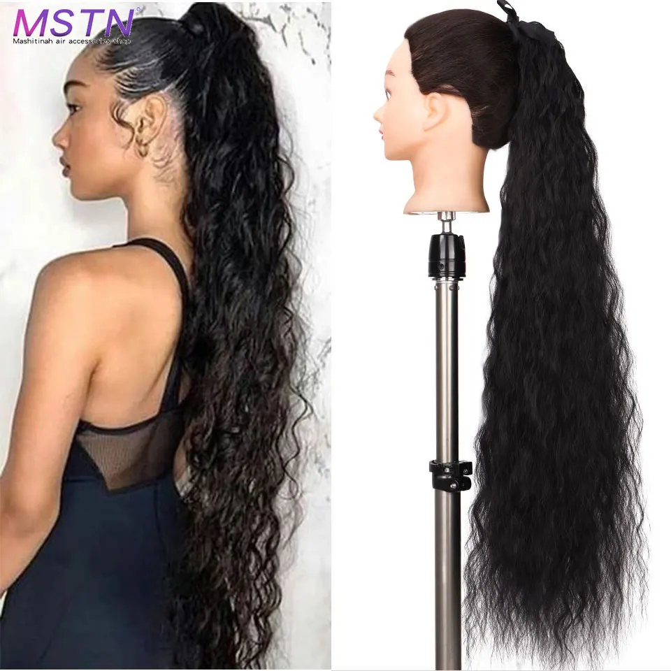 Top Trends: MSTN Synthetic Long Wave Curly Clip In Ponytail Black Blonde Hair Extension Ombre Heat Resistant Pony Tail Fake Hair Extensions Shoppable Styles