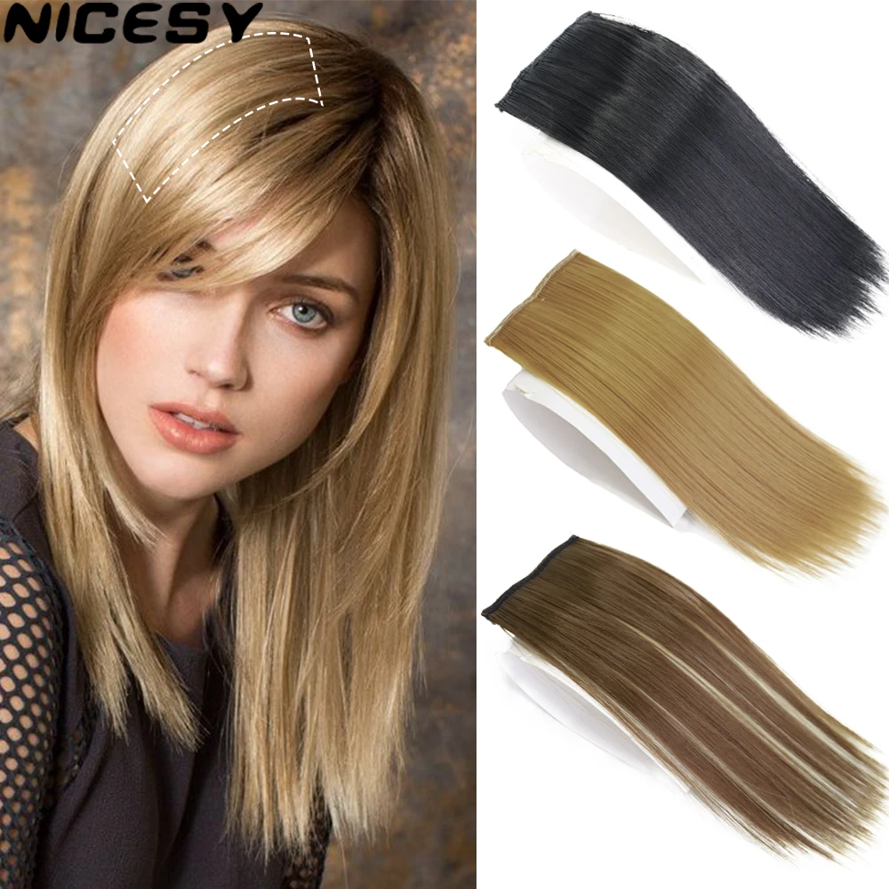 Top Trends: NICESY Synthetic Short Hair Pieces Invisible Clip In Hair Pad High Hair Pieces In Hair Extension Fluffy Natural Fake Hairpieces Shoppable Styles