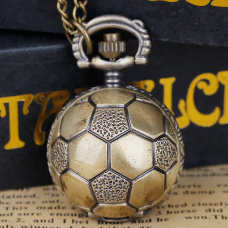 Top Trends: Creative Football Bronze Retro Style Quartz Pocket Watch Pendant FOB Exquisite Gift Shoppable Styles