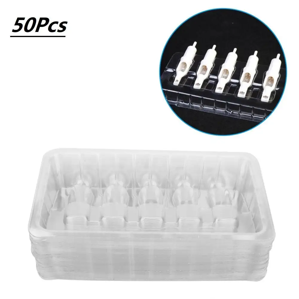 Top Trends: 50Pcs / box Disposable Plastic Transparent Ink Cartridge Needle Holder Bracket Tray Supply Portables Tattoos One Needle Holder Shoppable Styles