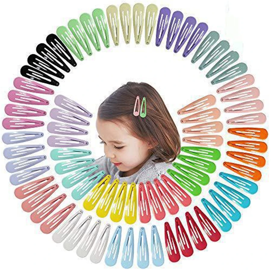 Top Trends: 25 / 50 / 100pcs / lot Hairpins Hair Clips Pins Hairgrip Candy Colorful Snap Waterdrop Kids Hair Accessories For Women Random BCC05 Shoppable Styles