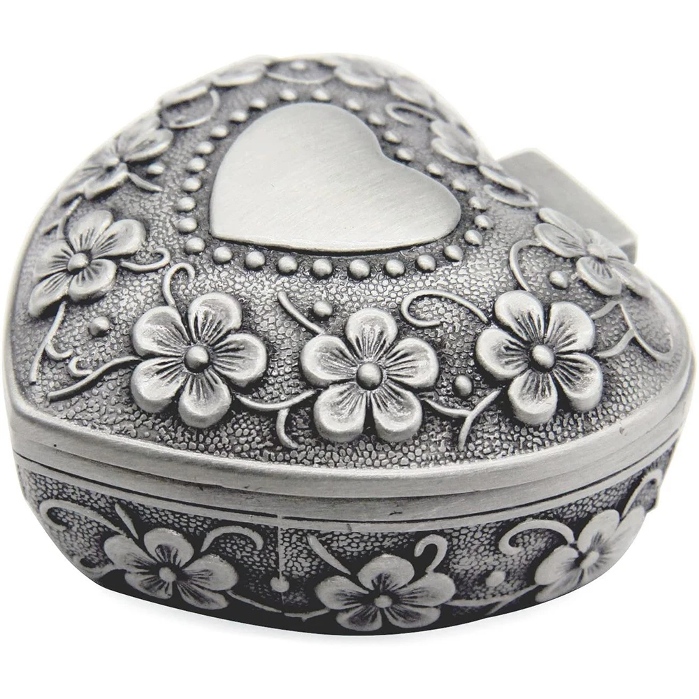 Top Trends: Classic Vintage Antique Heart Shape Jewelry Box Ring Earrings Necklace Container Small Trinket Storage Organizer Christmas Gift Shoppable Styles