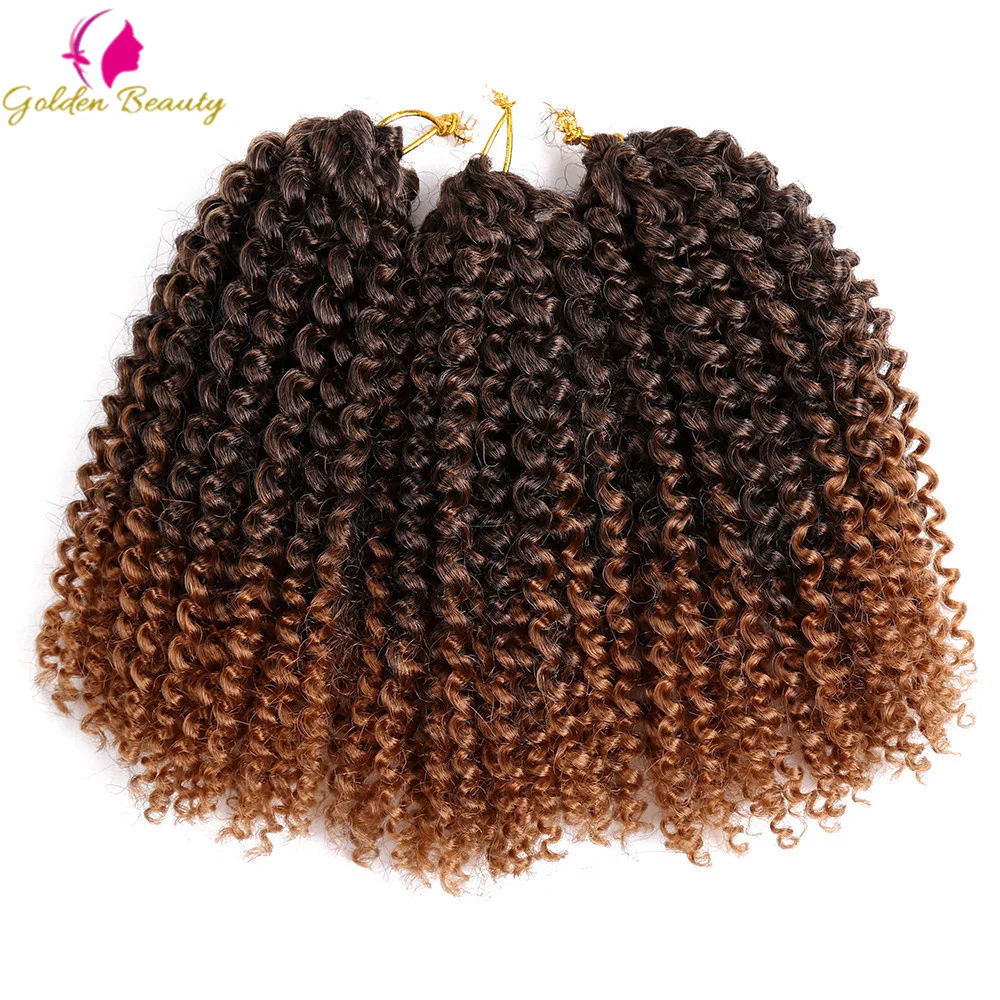 Top Trends: 8&quot; 12&quot; Afro Kinky Twist Crochet Braids Synthetic Bohemian Curly Braiding Hair Extension Ombre Marley Crochet Hair Golden Beauty Shoppable Styles