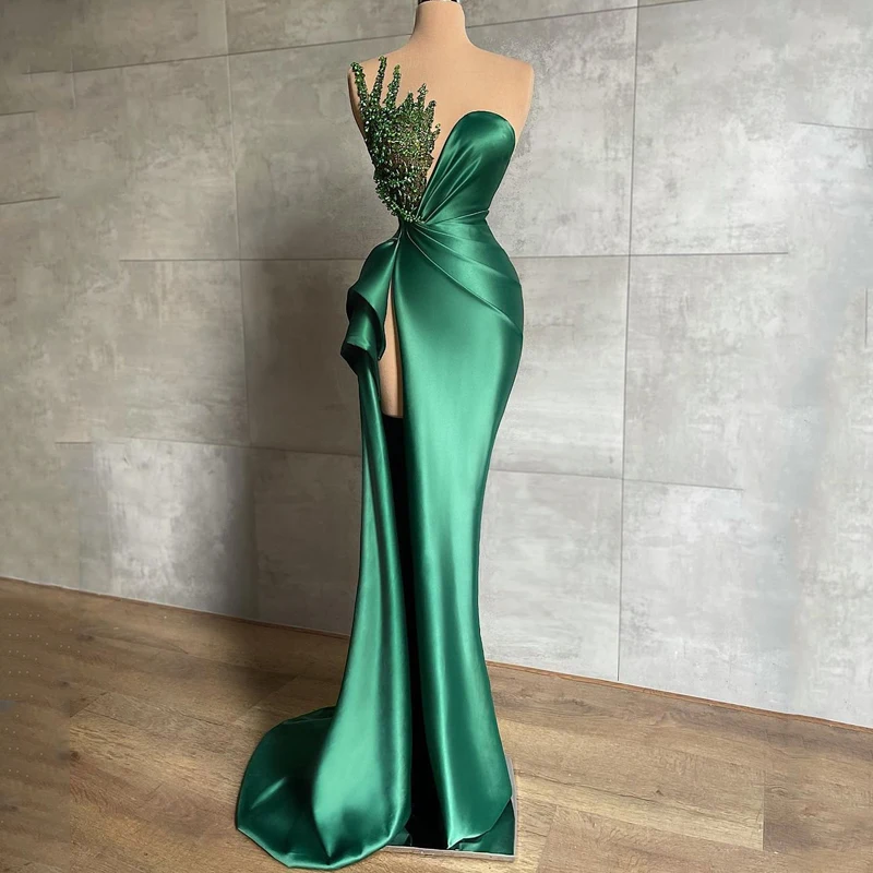 Top Trends: Thinyfull Sexy Prom Dresses Beadings Floor Length Mermaid Evening Dress High Split Saudi Arabia Cocktail Party Gowns Plus Size Shoppable Styles