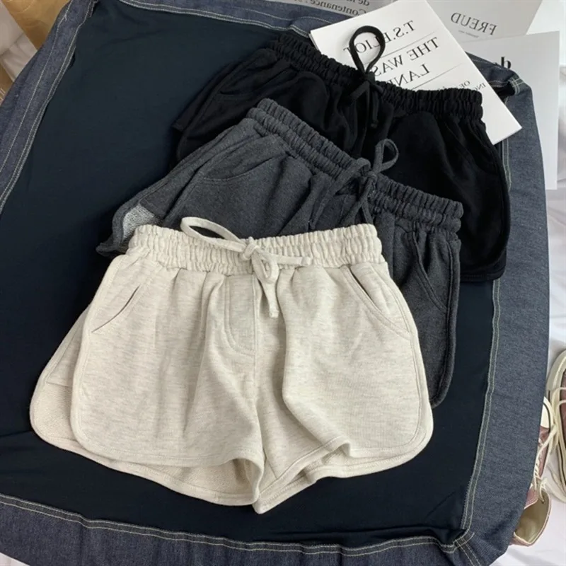 Top Trends: Summer Loose Shorts Women Fashion Casual Fitness Shorts Ladies Grey Black Solid High Waist Shorts Elastic Waist 2024 Shoppable Styles