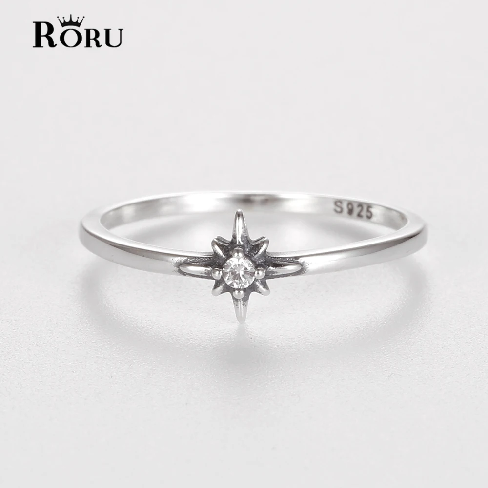 Top Trends: RORU New Fashion 925 Sterling Silver Zircon Luck Star Ring Elegant Temperament Personality Jewelry For Male Female Couple Gift Shoppable Styles