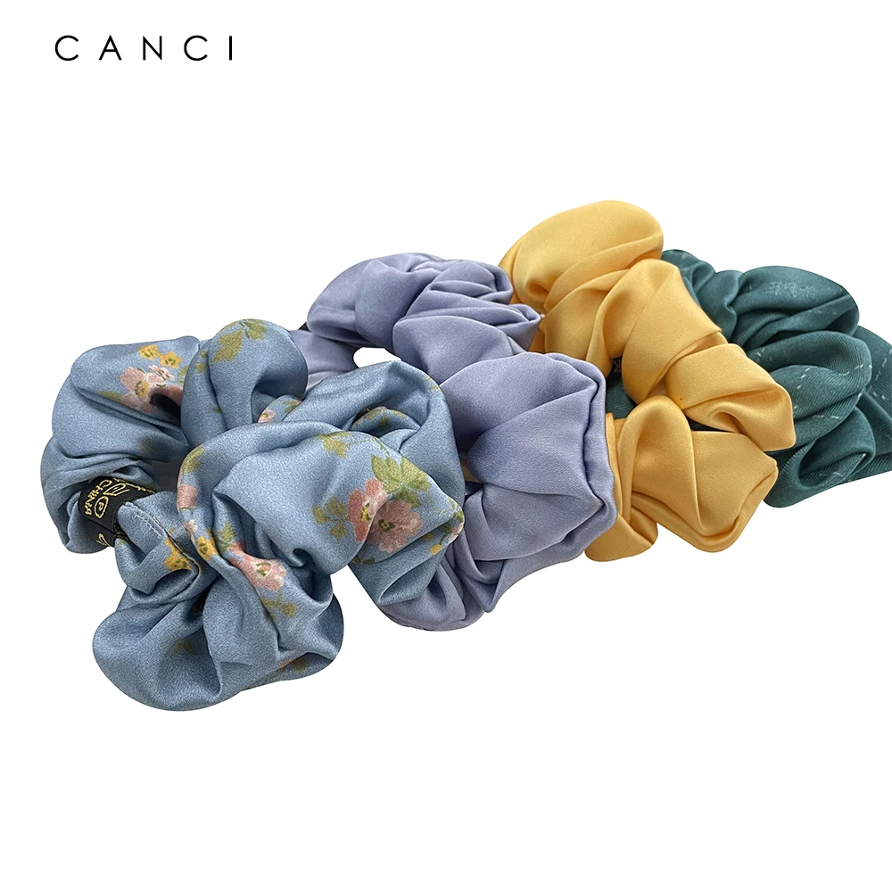 Top Trends: 100% Real Mulberry Silk Scrunchies Rubber Bands Hair Ties Elastic Ponytail Holder Headwear Print Hair Accessories For Women Shoppable Styles