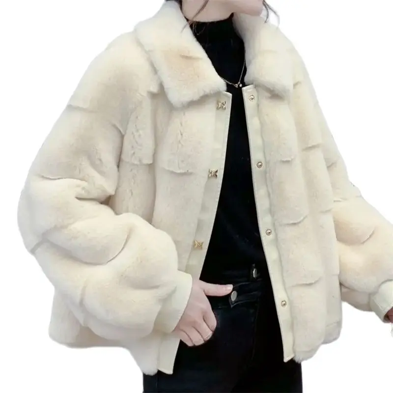 Top Trends: Korean Danish Mink Short Coat All-Match Women's Faux Fur Jacket High-End Fashion Mother's Clothes Splicing Wool Jacket Black Q8 Shoppable Styles