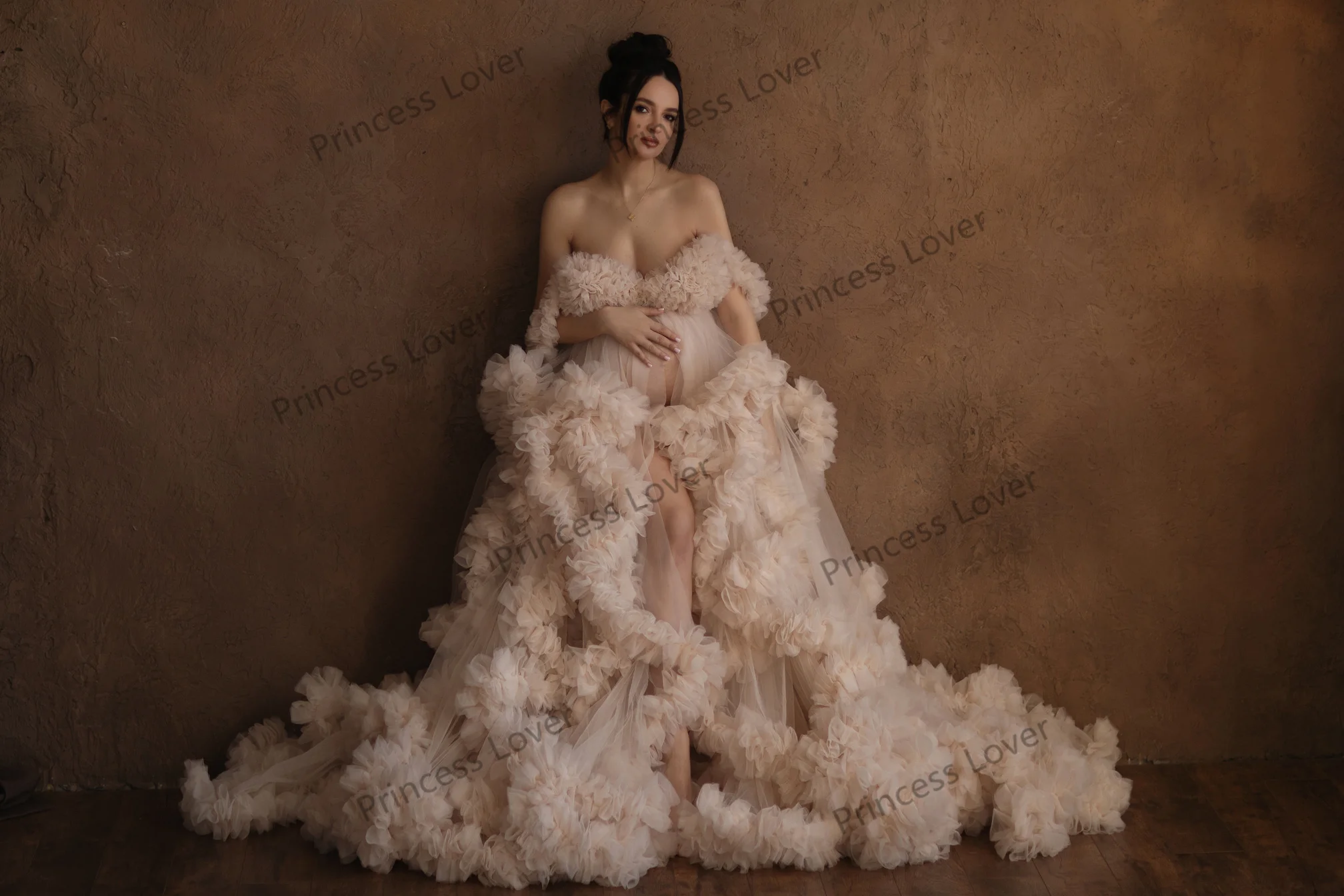 Top Trends: Maternity Dresses For Women Photography Props Bridal Robe платье для беременных Tulle Ruffles Wrap Fluffy Baby Shower Gown Shoppable Styles - Image 4