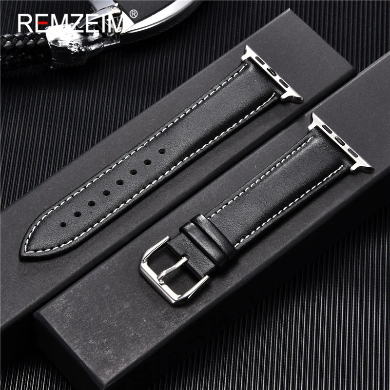 Top Trends: REMZEIM Cowhide Leather Strap For Apple Watch Band 44mm 40mm Iwatch 8 7 6 5 4 3 Wristband 42mm 38mm Bracelet Watch Accessories Shoppable Styles