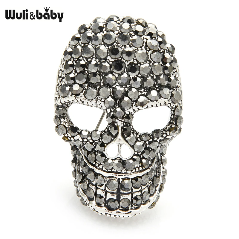 Top Trends: Wuli&baby Sparkling Rhinestone Skull Brooches For Women Unisex 2-color Punk Style Casual Party Brooch Pin Gifts Shoppable Styles