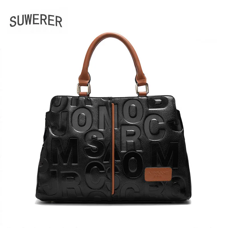 Top Trends: SUWERER New Women Genuine Leather Bag Luxury Famous Brand Women Real Cowhide Bag Fashion Tote Bag Women Leather Shoulder Bag Shoppable Styles