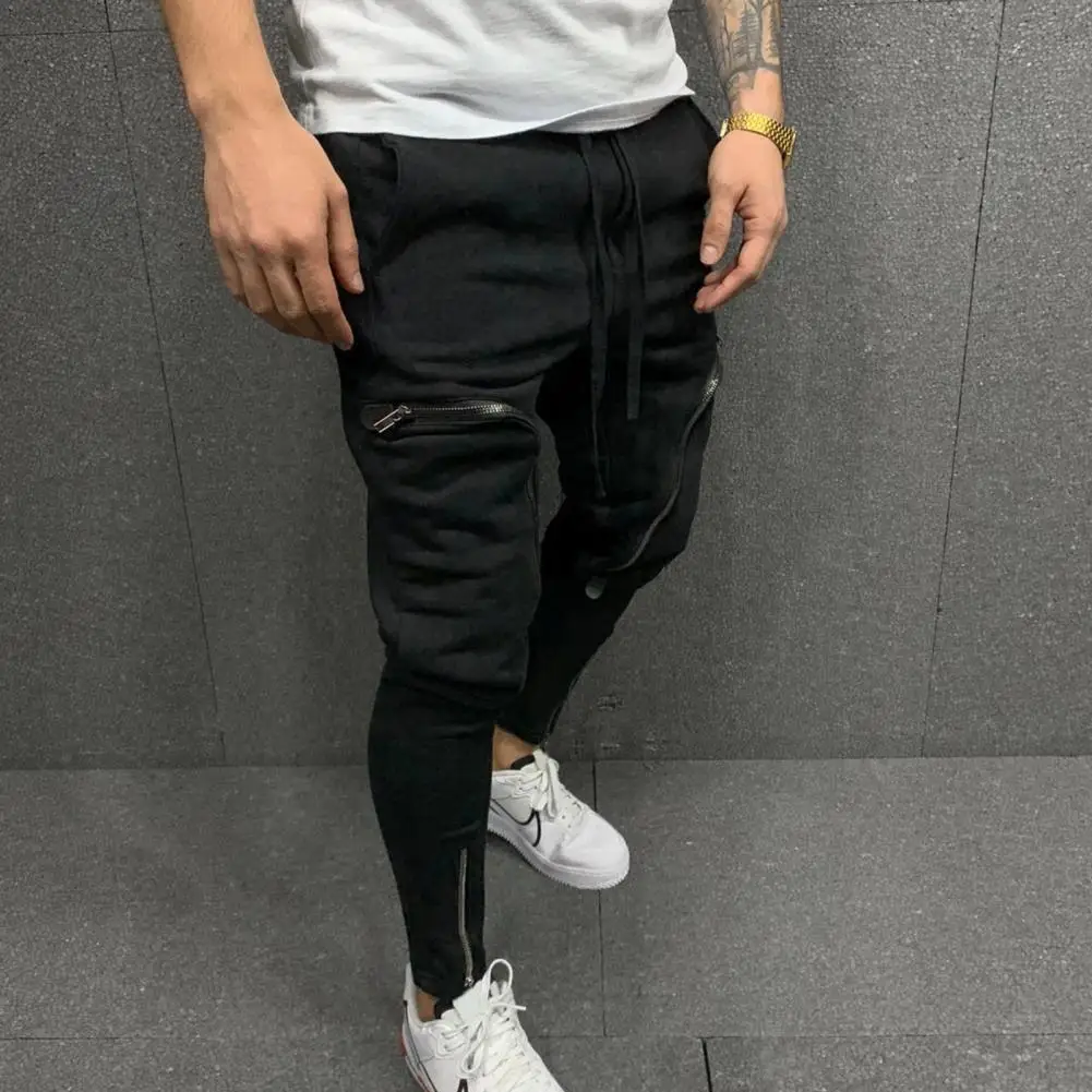 Top Trends: Cargo Pants Men Fashion Solid Color Drawstring Casual Multi Zippers Pockets Trousers Hip Hop Style Men Harem Pants Streetwear Shoppable Styles - Image 5